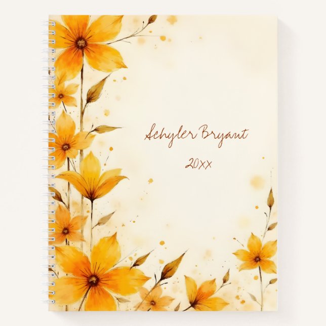 Wildflowers Floral Spiral-bound Journal Yellow (Devant)