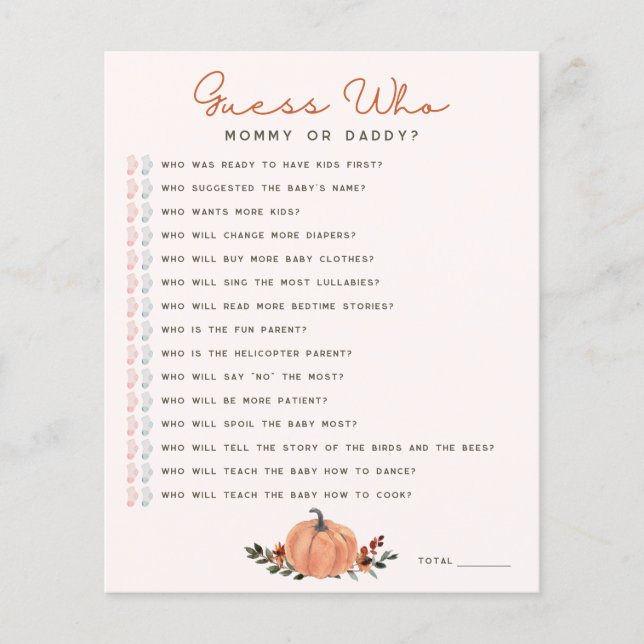 Wildflowers Guess Who Baby Shower Game (Devant)