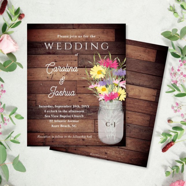 Wildflowers Jar Spring Garden Wedding Invitation (Créateur téléchargé)