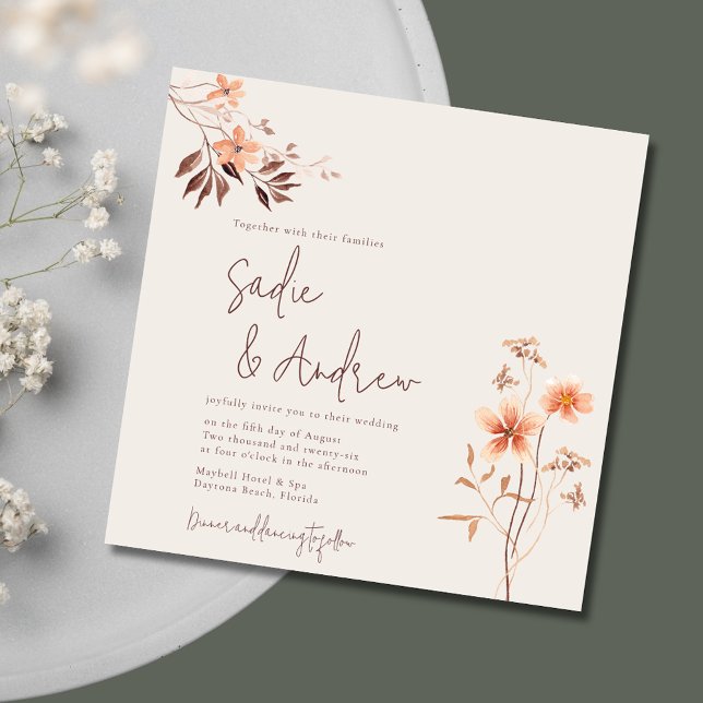 Wildlfower Rustic Outdoor Boho Faire-part de maria (Wildlfower Rustic Outdoor Boho Wedding Invitation)