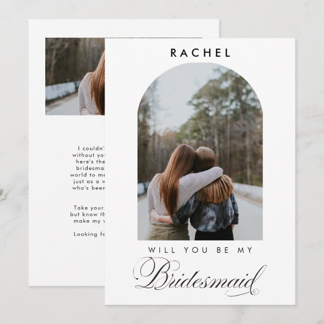 Will you be my Bridesmaid Minimalist Photo Script (Devant / Derrière)