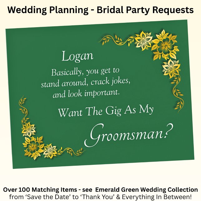 Will You Be My Groomsman? Emerald Green & Gold (Créateur téléchargé)