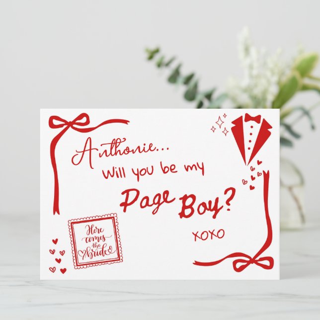 Will you be my Page Boy Card Invitation (Debout devant)