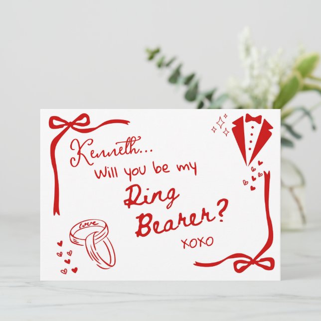 Will you be my Ring Bearer Card Invitation (Debout devant)