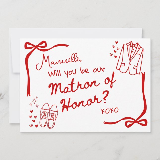 Will you be our Matron of Honor Card Invitation (Devant)
