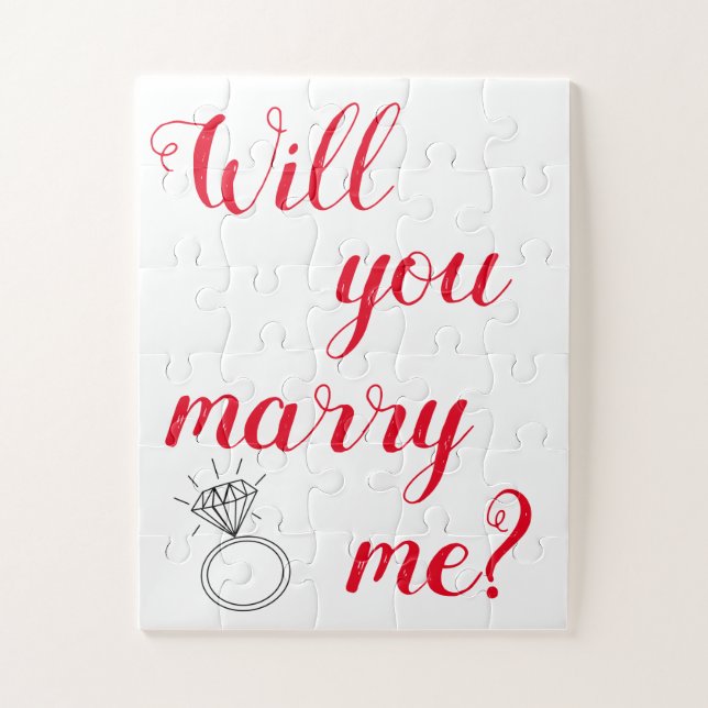 "Will You Marry Me?" Red n White engagement Puzzle (Vertical)