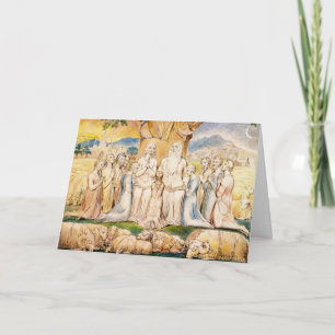 William Blake Card/ Invitation : Job et sa famille