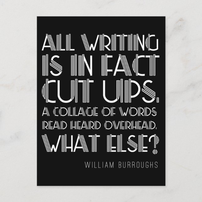 William Burroughs "Cut Ups" Écriture Carte Postale (Devant)