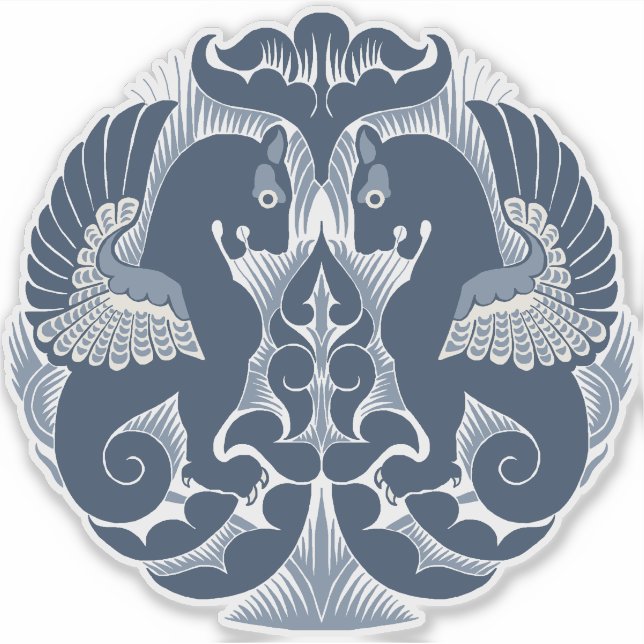 William De Morgan Blue Griffins Vinyl Sticker (Devant)