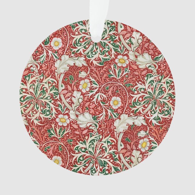 William Morris Algue Antique Fleur Rouge Vert (devant)