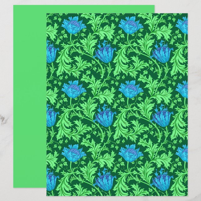 William Morris Anemone, Emerald Green et Blue (Devant / Derrière)