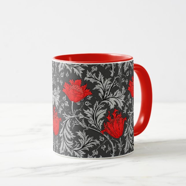 William Morris Anemone, Grey / Grey / Mug rouge (Devant droit)