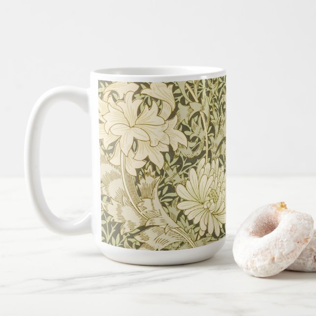 William Morris Art Chrysanthème Olive Green Mug (Avec donut)
