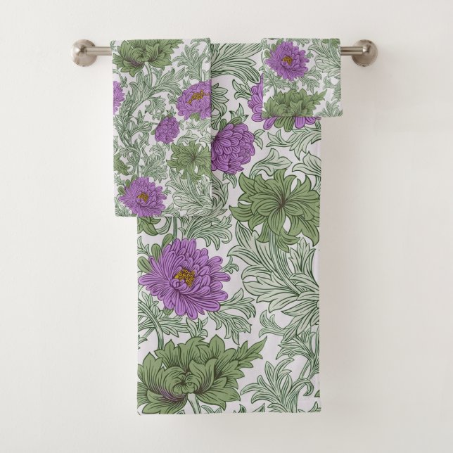 William Morris Chrysanthemum Floral violet vert (En situation)