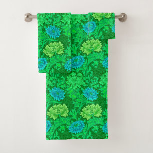 William Morris Chrysanthemums, Lime Green & Aqua