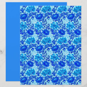 William Morris Chrysanthemums Nuances de Denim Blu