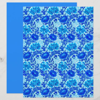 William Morris Chrysanthemums Nuances de Denim Blu