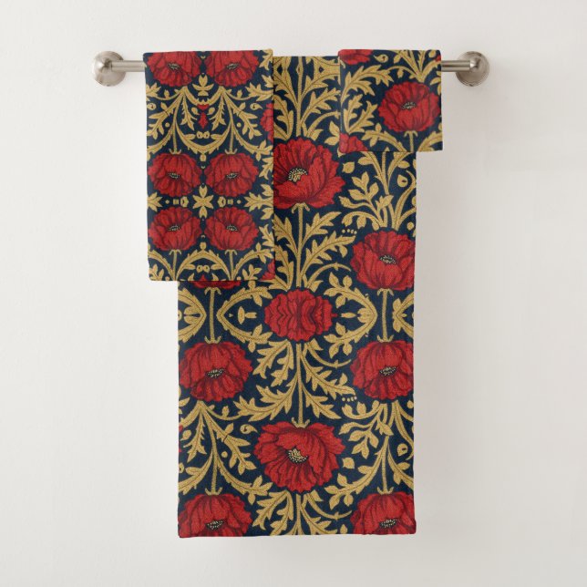 William Morris Coquelicots Motif Floral Rouge Or  (En situation)