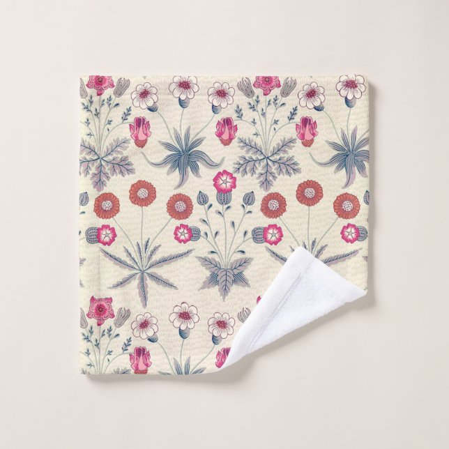 William Morris Daisy Motif floral Orange rouge (Gant de toilette)