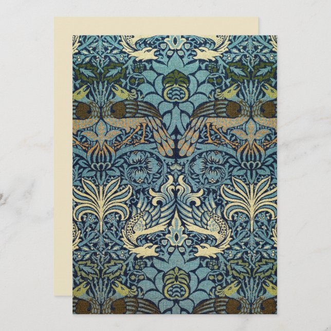 William Morris Dessin Tissé Paon et Dragon (Devant / Derrière)