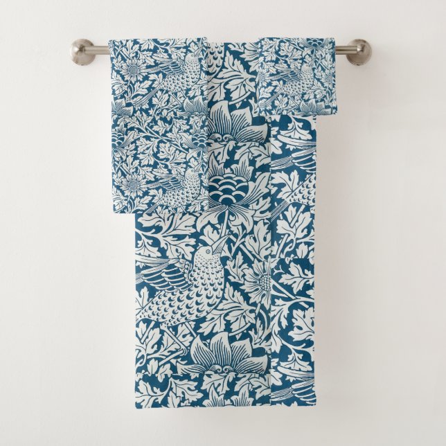 William Morris Fleurs Vintages Oiseaux Bleu Blanc (En situation)