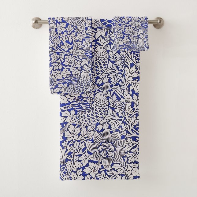 William Morris Fleurs Vintages Oiseaux Bleu Blanc (En situation)