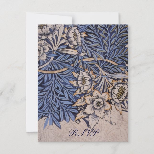 William Morris Floral Motif Mariage Réponses Carte (Devant)