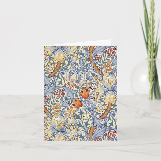 William Morris Gold Lily Folded Note Card (Devant)