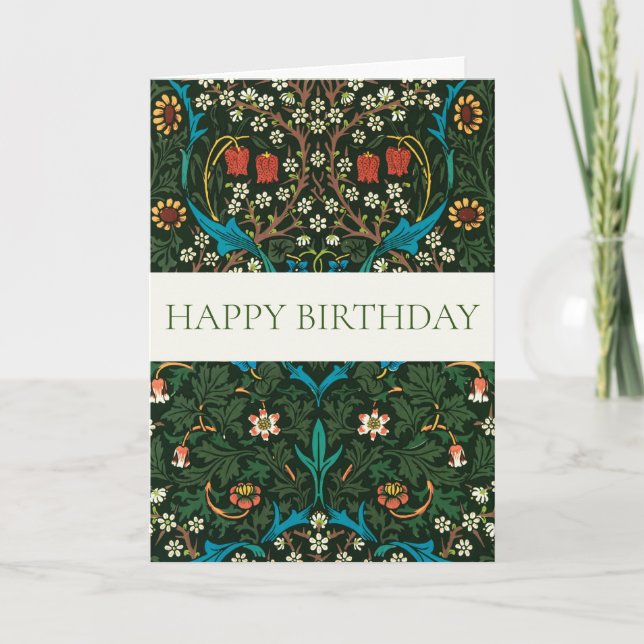 WILLIAM MORRIS "HEUREUX ANNIVERSAIRE" CARTE DE RÉJ (Devant)