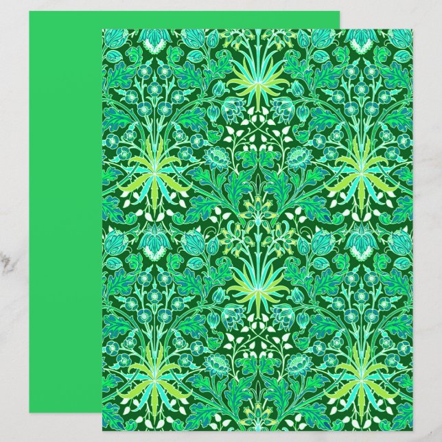 William Morris Hyacinth Imprimer, Emerald Green (Devant / Derrière)