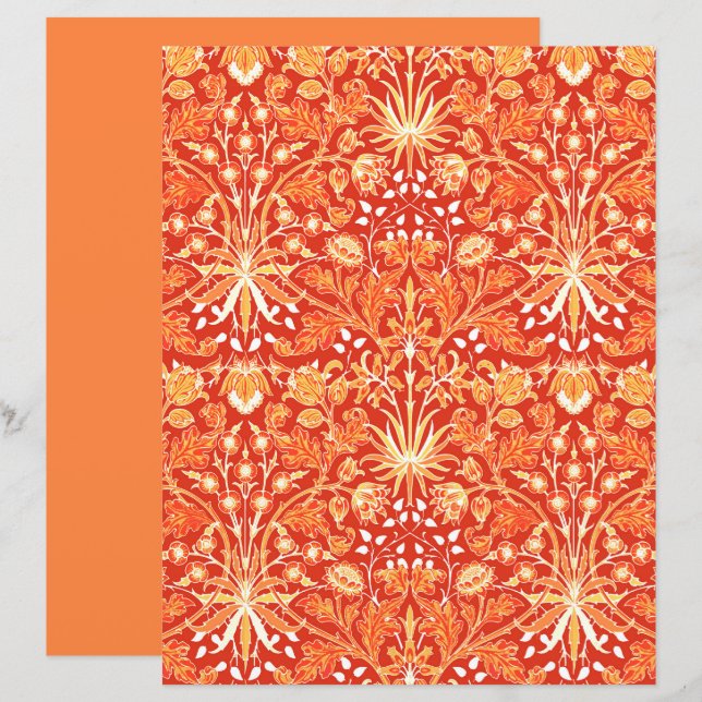 William Morris Hyacinth Print, Mandarin Orange (Devant / Derrière)