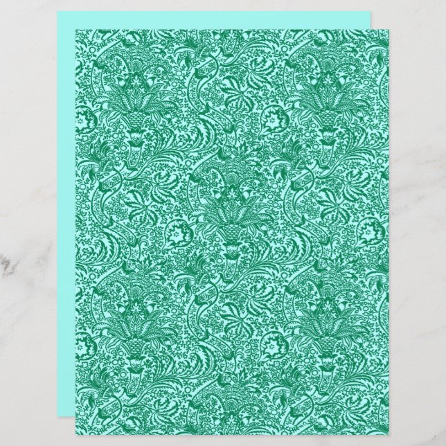 William Morris Indian, Turquoise et Light Aqua (Devant / Derrière)