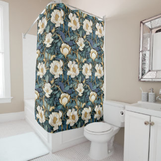 William Morris Inspiré Floral Douche Rideau