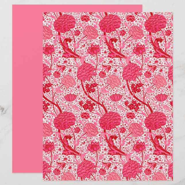 William Morris Jacobean Floral, Coral rose (Devant / Derrière)