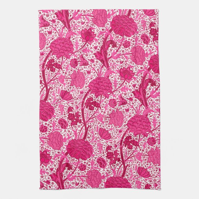 William Morris Jacobean Floral, Serviette rose Fuc (Vertical)