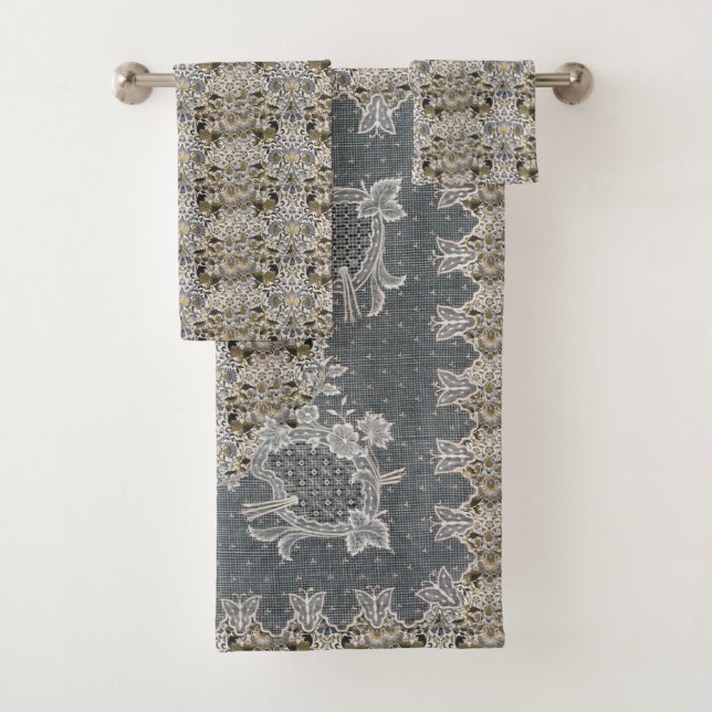 William Morris  Lodden Gris Broderie dorée (En situation)