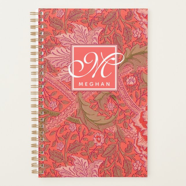 William Morris - Motif Floral rose & Monogramme (Devant)
