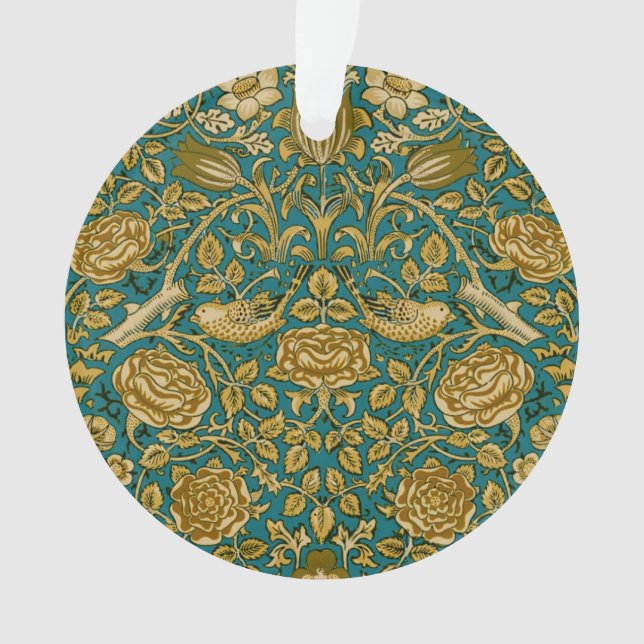 William Morris Motif Rose Tudor Bleu Doré (devant)