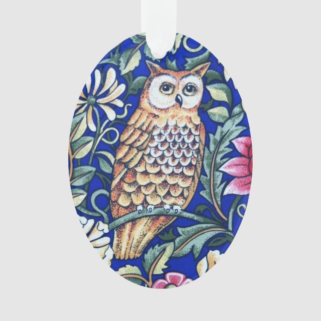 William Morris Owl Tapestry, Beige et Cobalt Blue (devant)