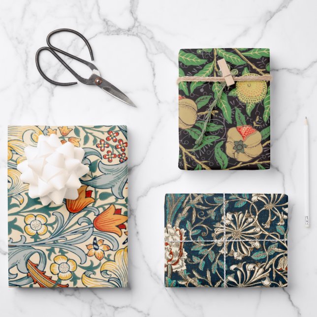 William Morris Pack 3 Feuilles papier d'enveloppem (Recto)