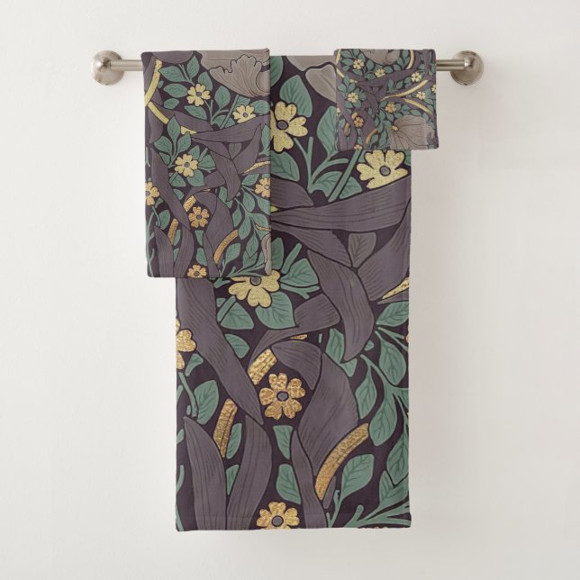 William Morris Pimpernel Motif Vintage Bath Towe (En situation)