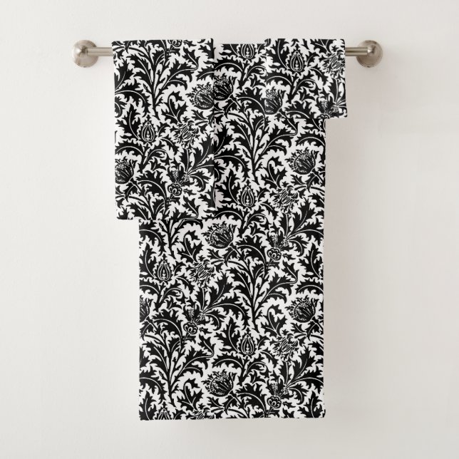 William Morris Thistle Damask, noir sur blanc   (En situation)