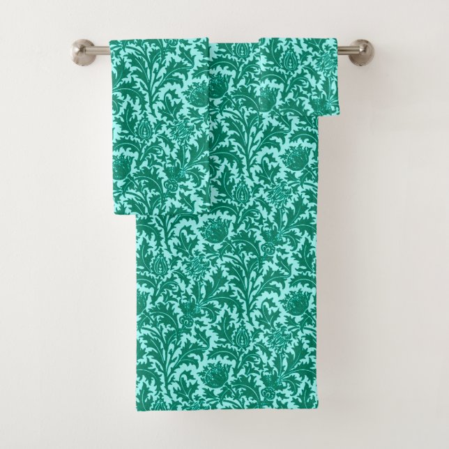 William Morris Thistle Damask, Turquoise et Aqua (En situation)