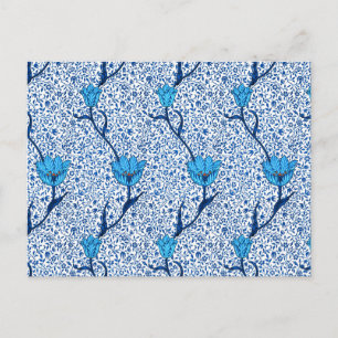 William Morris Tulip Damask, carte postale bleu Co