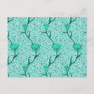 William Morris Tulip Damask, Carte postale turquoi