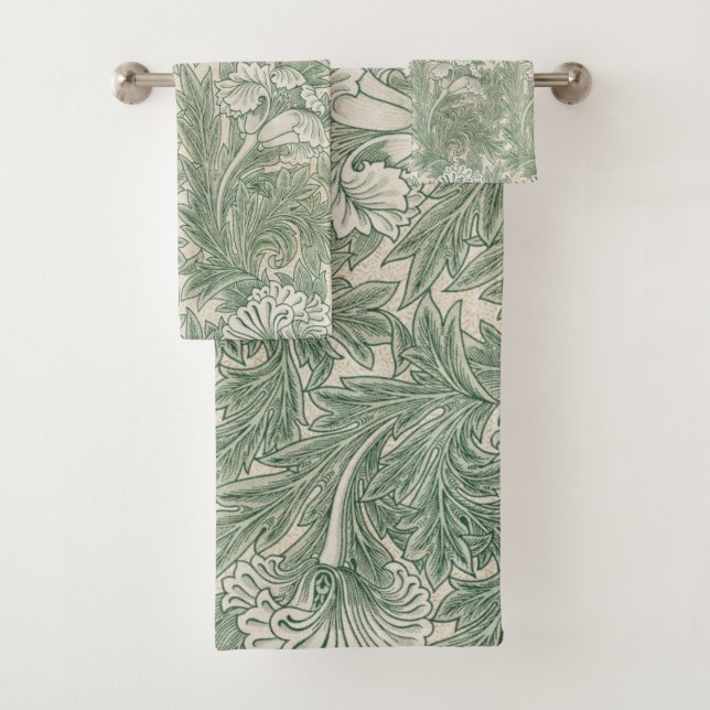 William Morris Vert Sauge Motif Tulipe : Vintage (En situation)