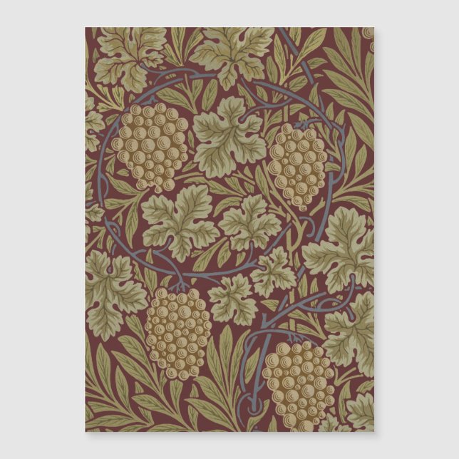 William Morris Vine Grappe Rouge Vert Art (Devant)