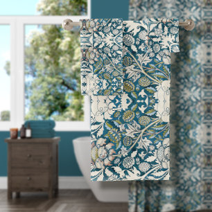 William Morris Vintage Blue Floral Collage Art Bat