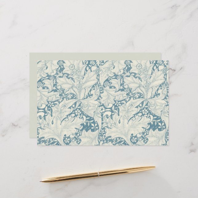 William Morris Wallflower bleu damas floral (Devant/Arrière en situation)