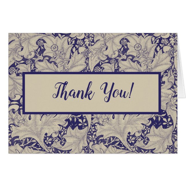 William Morris Wallflower bleu damas floral (Devant horizontal)